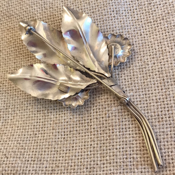 Vintage Sterling Silver Floral Bouquet Flower Pin - Picture 7 of 14